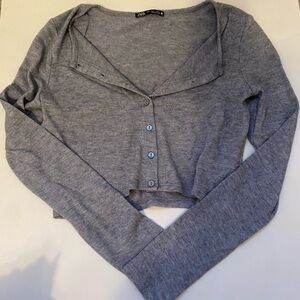 Grey Zara cropped long sleeve